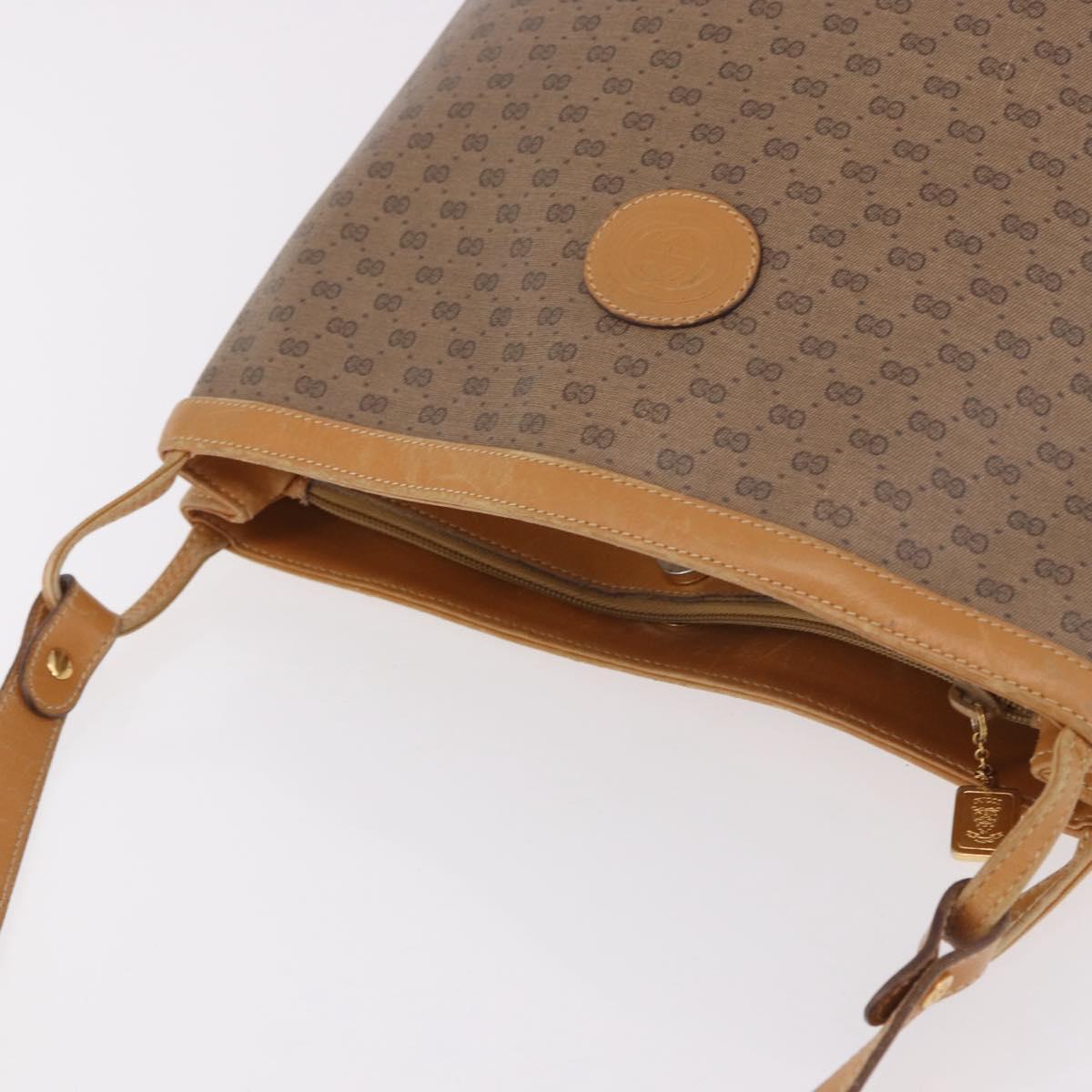 GUCCI Micro GG Shoulder Bag PVC Beige Auth 190555