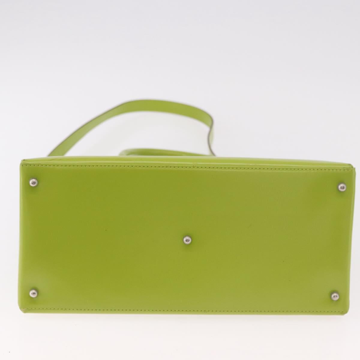 GUCCI Patent Hand Bag 2way Lime Green Silver Auth 190559