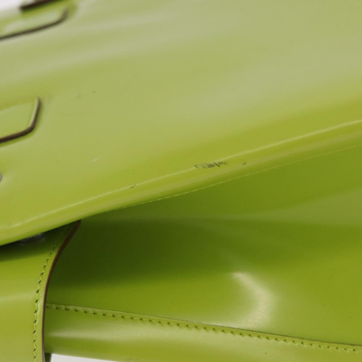 GUCCI Patent Hand Bag 2way Lime Green Silver Auth 190559