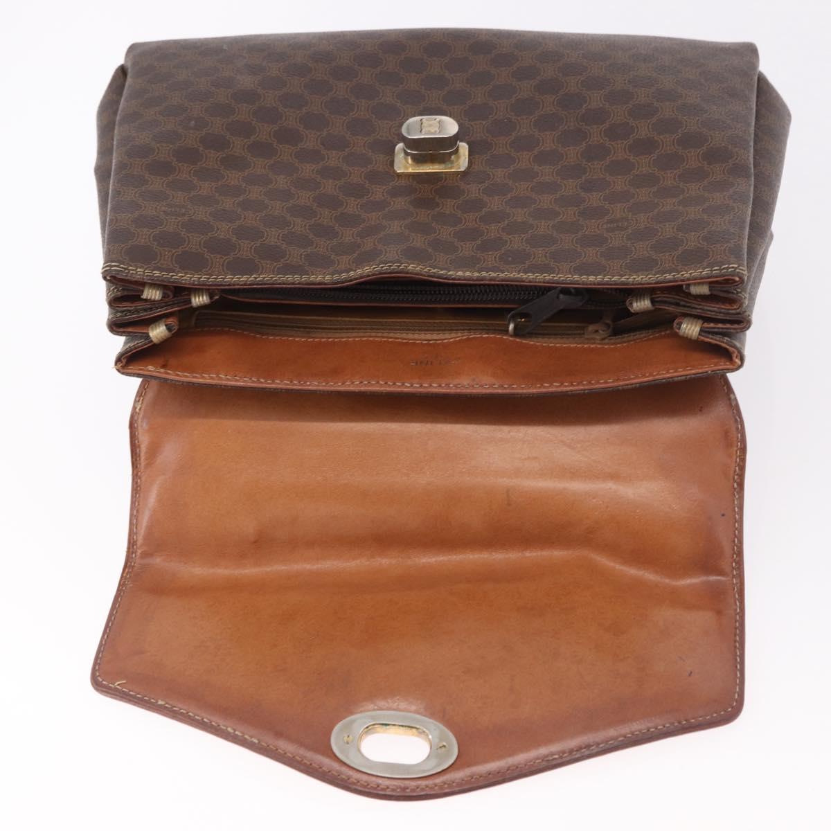 CELINE Macadam Canvas Hand Bag PVC Brown Gold Auth 190562