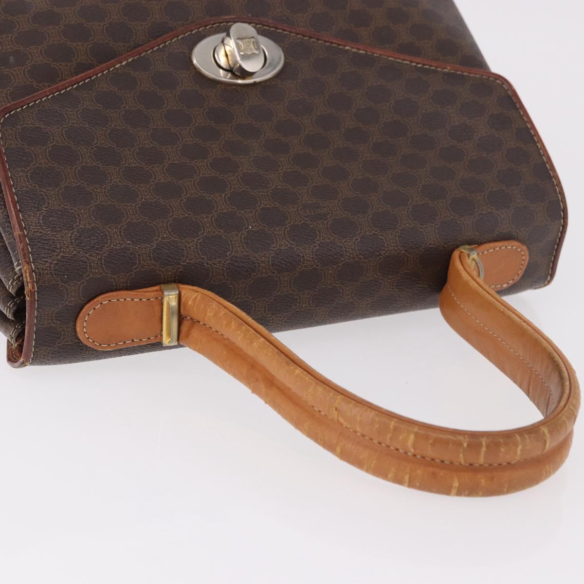CELINE Macadam Canvas Hand Bag PVC Brown Gold Auth 190562