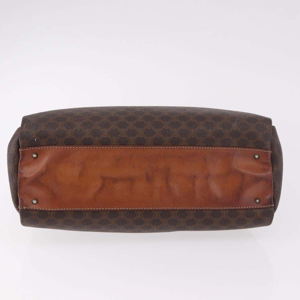 CELINE Macadam Canvas Hand Bag PVC Brown Gold Auth 190562