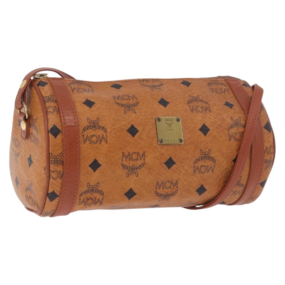 MCM Vicetos Logogram Shoulder Bag PVC Leather Brown Gold Auth 190564