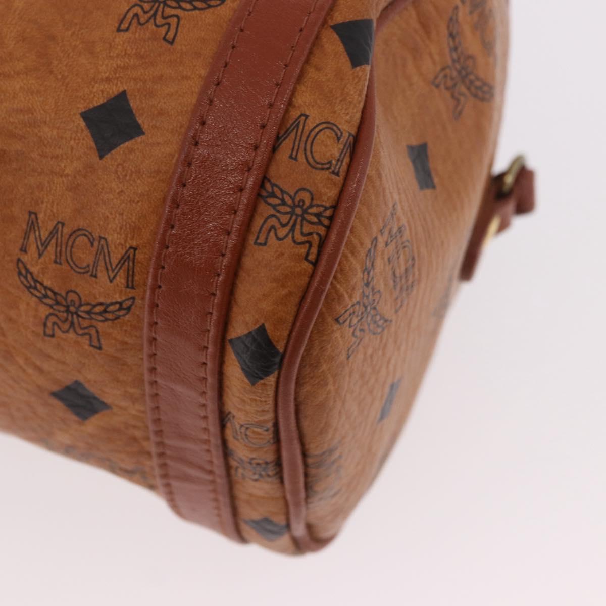 MCM Vicetos Logogram Shoulder Bag PVC Leather Brown Gold Auth 190564