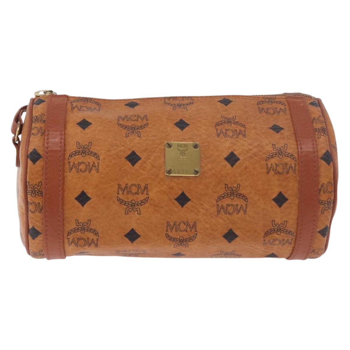 MCM Vicetos Logogram Shoulder Bag PVC Leather Brown Gold Auth 190564