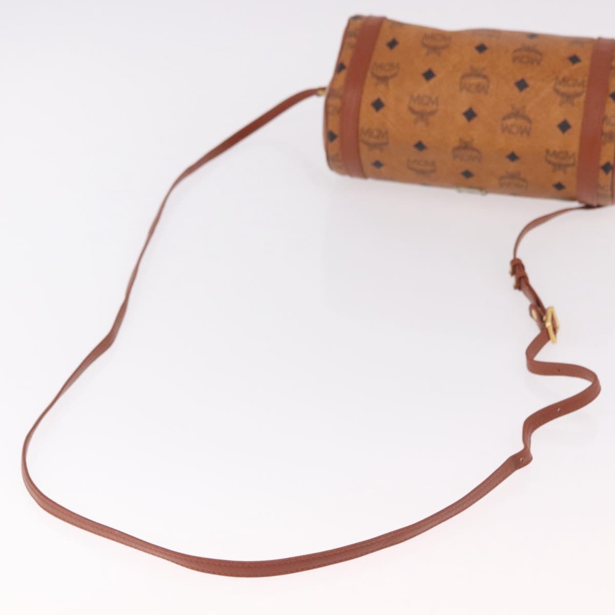 MCM Vicetos Logogram Shoulder Bag PVC Leather Brown Gold Auth 190564