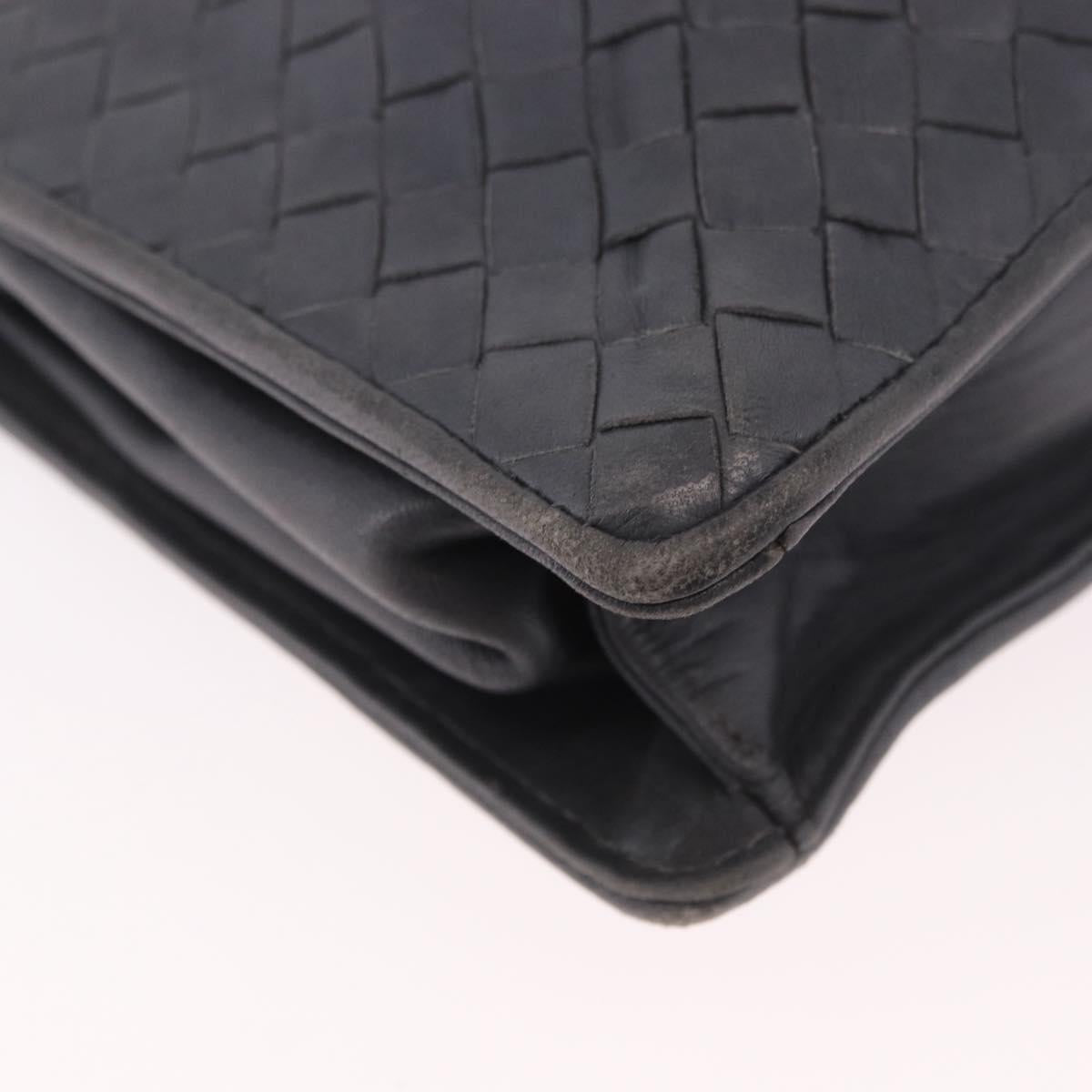 BOTTEGA VENETA INTRECCIATO Shoulder Bag Leather Gray Auth 190565