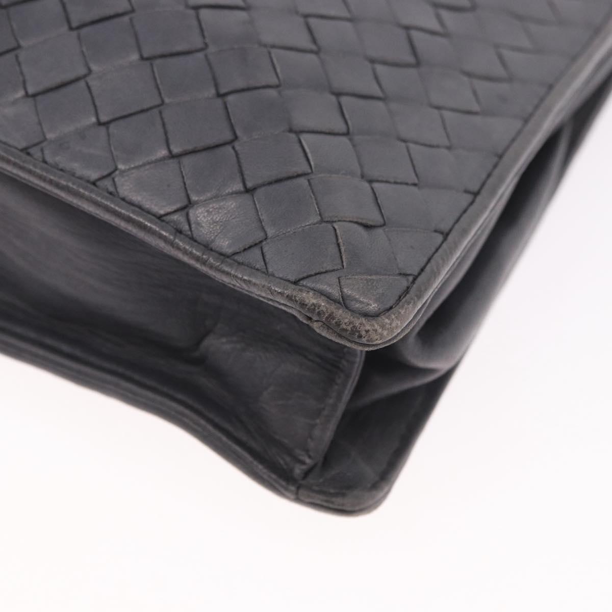 BOTTEGA VENETA INTRECCIATO Shoulder Bag Leather Gray Auth 190565