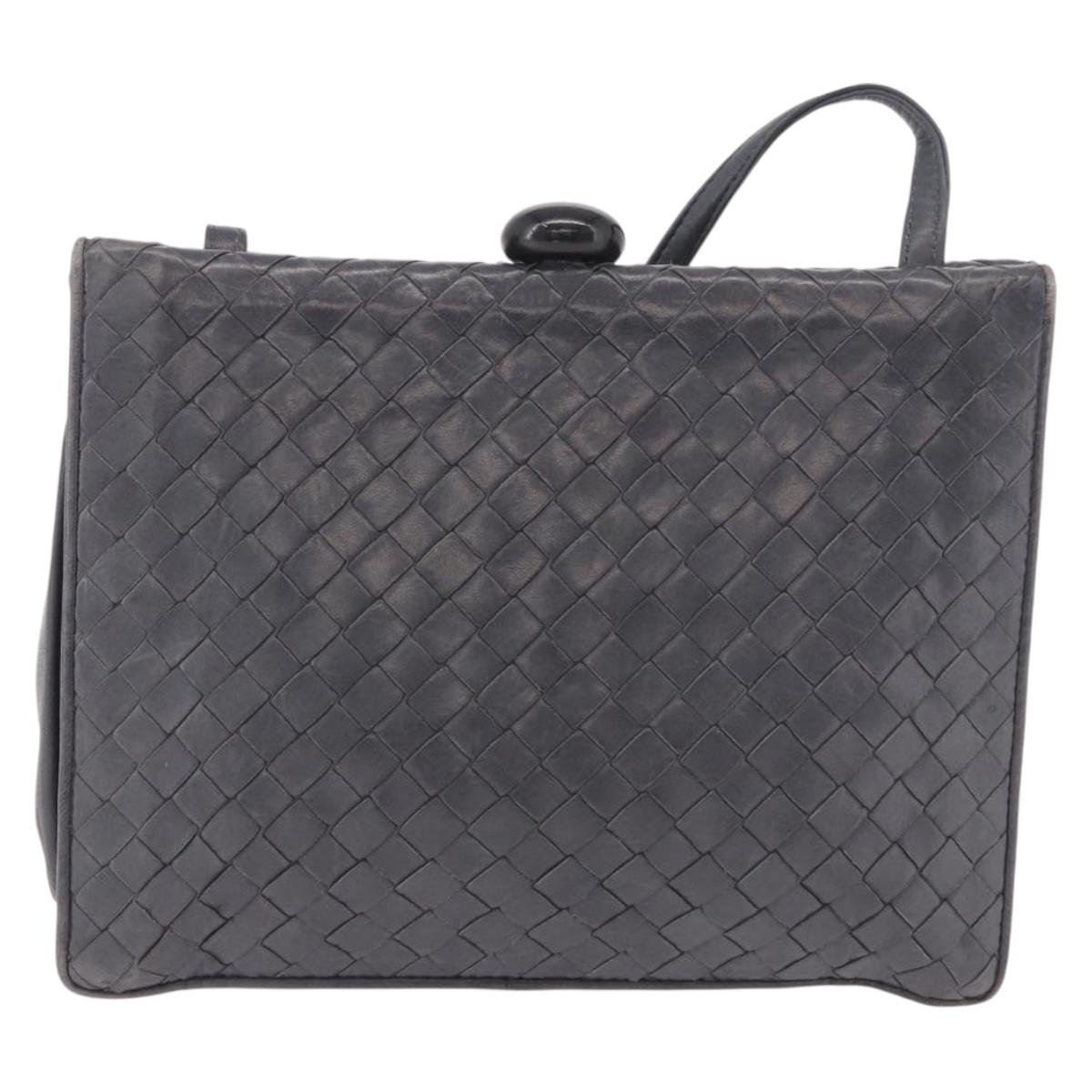 BOTTEGA VENETA INTRECCIATO Shoulder Bag Leather Gray Auth 190565