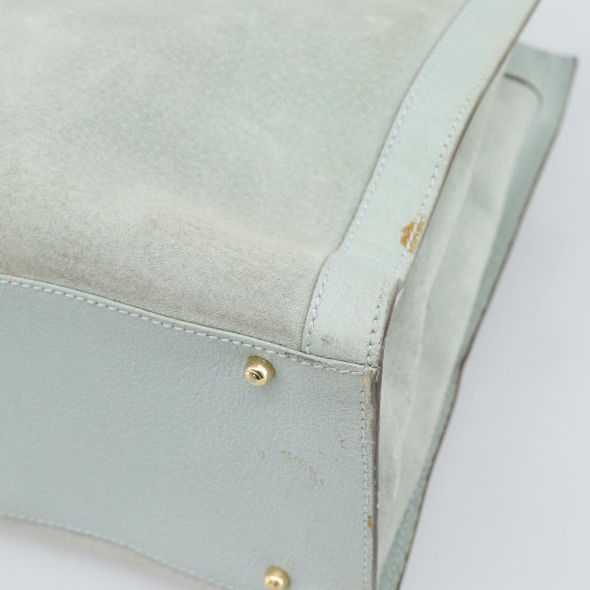 GUCCI Bamboo Hand Bag Suede Gray Gold 002 1186 Auth 190566