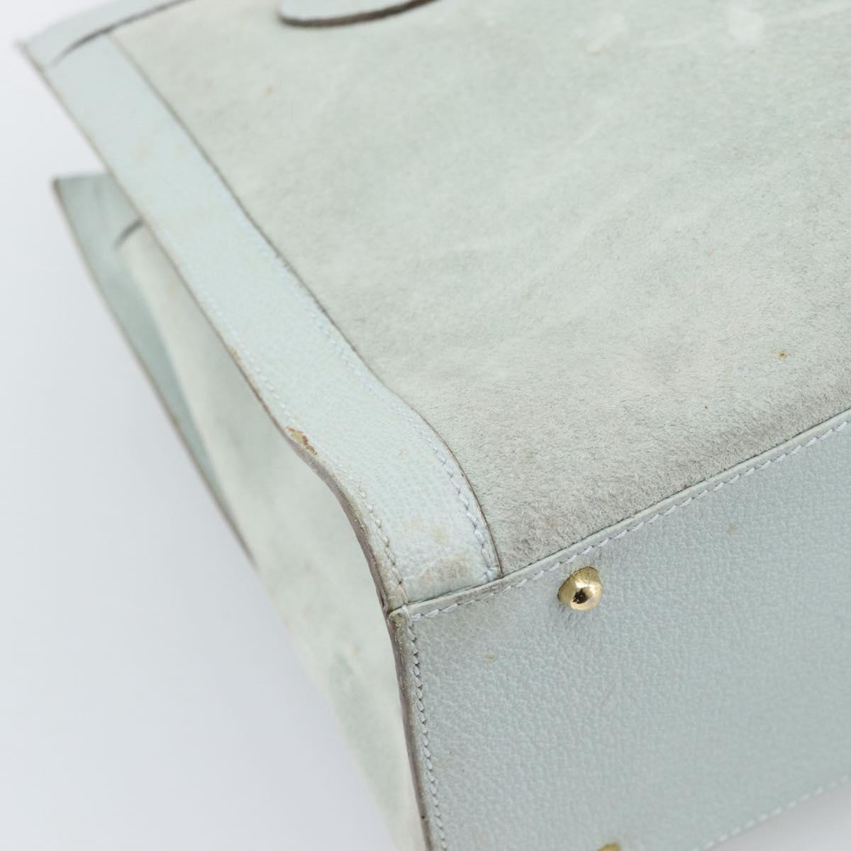 GUCCI Bamboo Hand Bag Suede Gray Gold 002 1186 Auth 190566