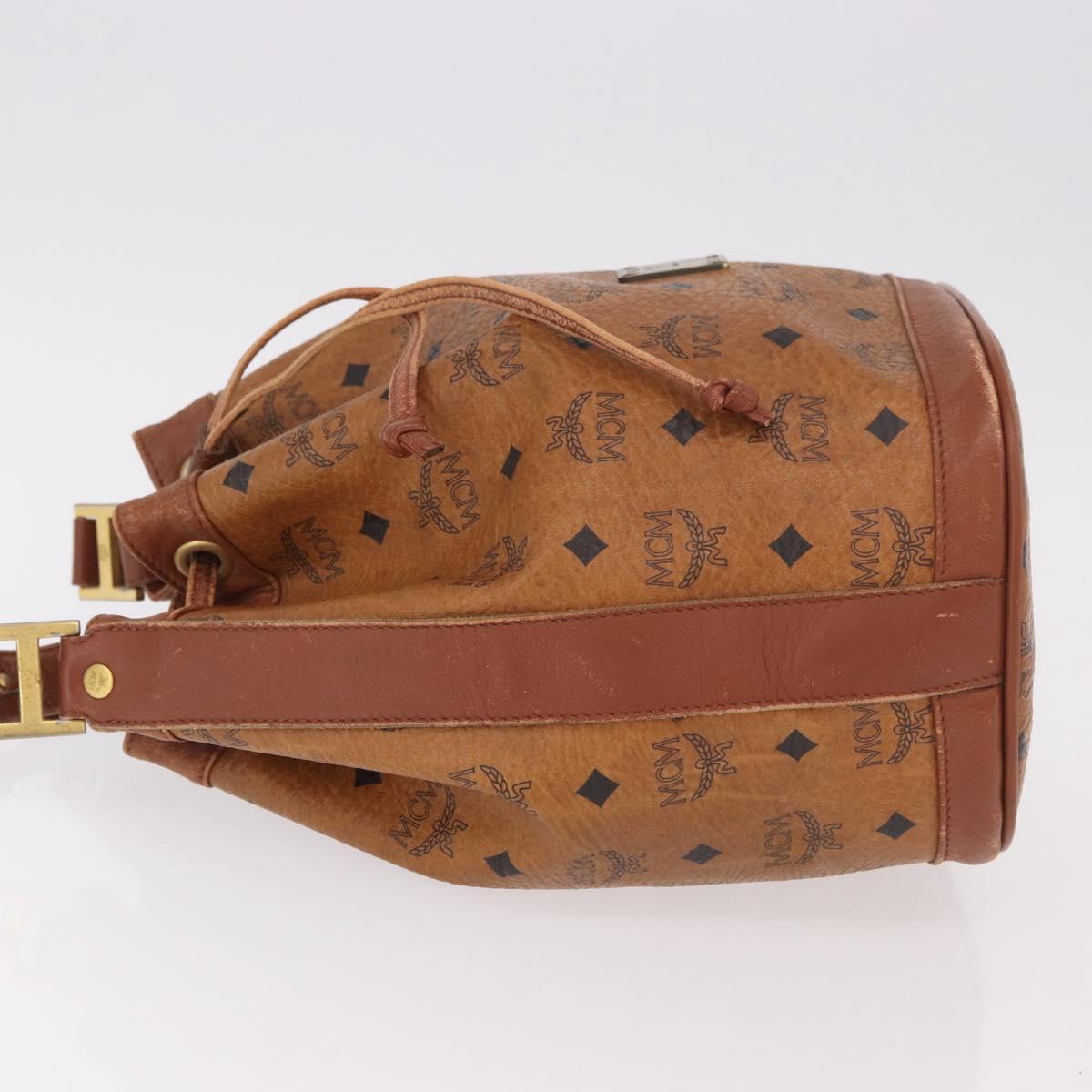 MCM Vicetos Logogram Shoulder Bag PVC Brown Gold Auth 190567