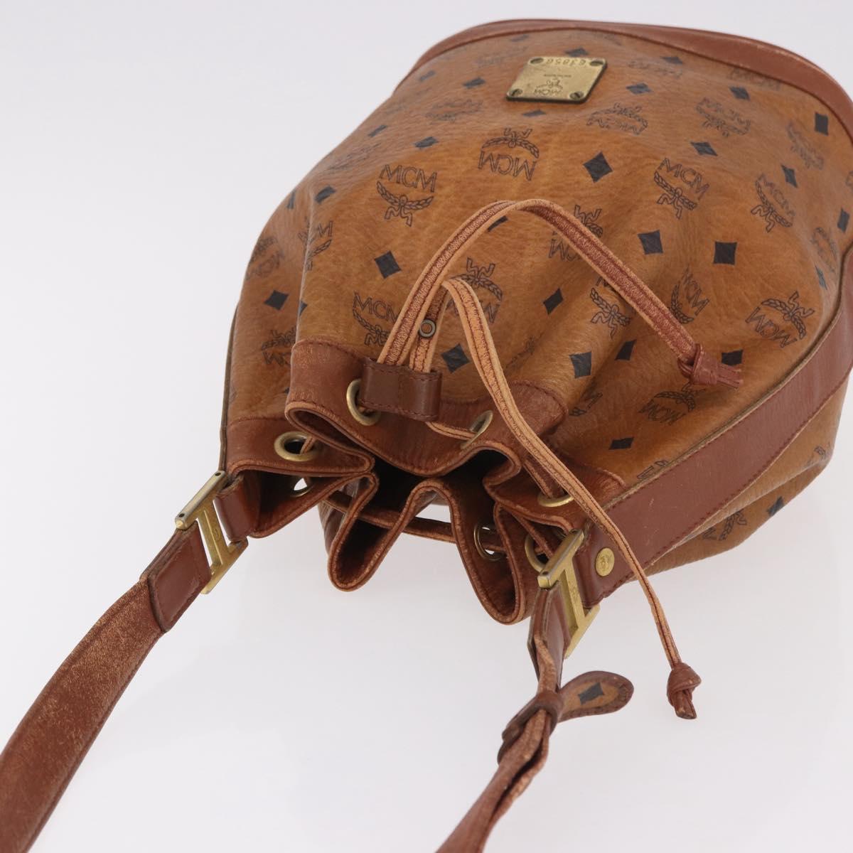 MCM Vicetos Logogram Shoulder Bag PVC Brown Gold Auth 190567