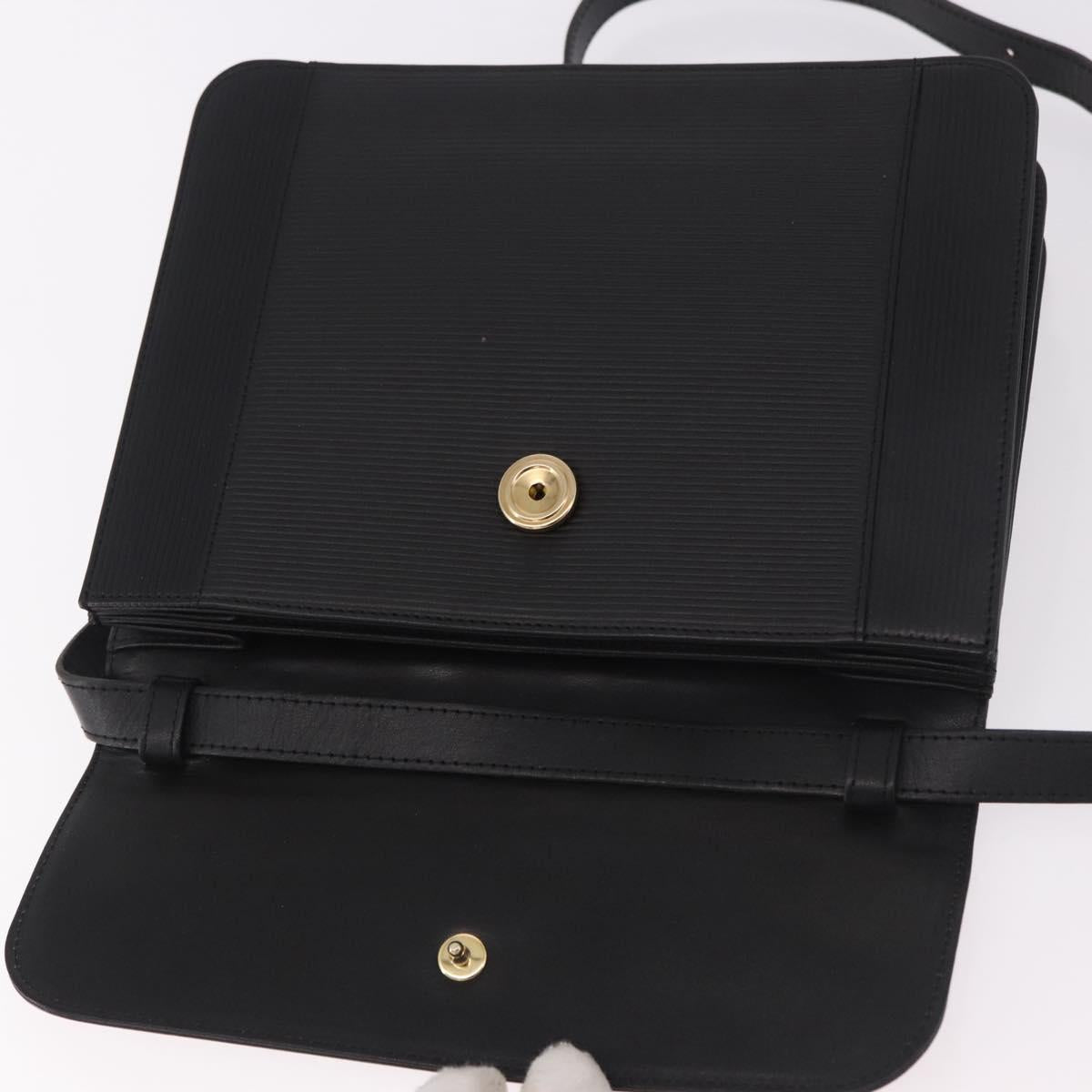 SAINT LAURENT Shoulder Bag Leather Black Gold Auth 190568