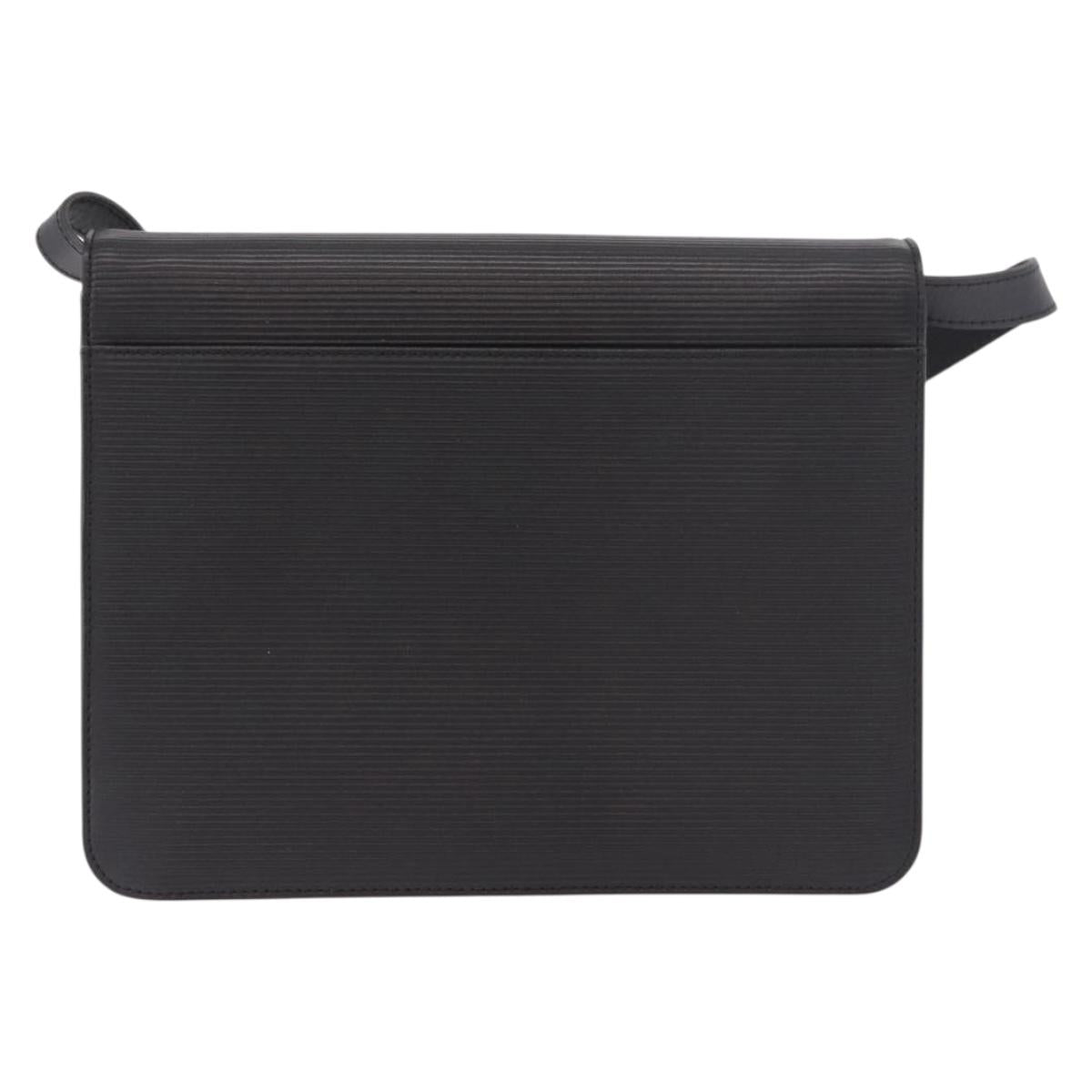 SAINT LAURENT Shoulder Bag Leather Black Gold Auth 190568