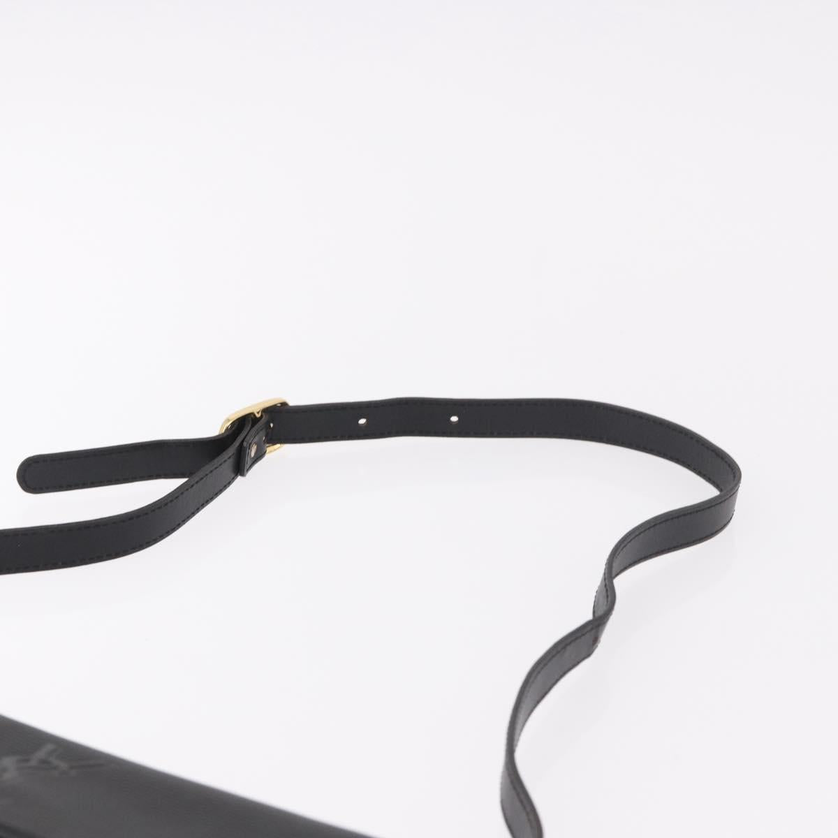 SAINT LAURENT Shoulder Bag Leather Black Gold Auth 190568