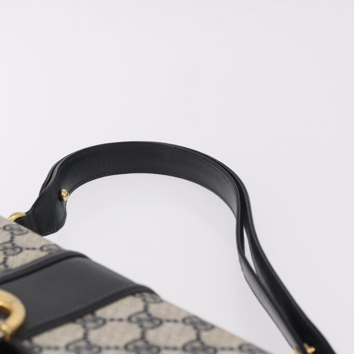 GUCCI GG Supreme Hand Bag PVC Navy Gold Auth 190570