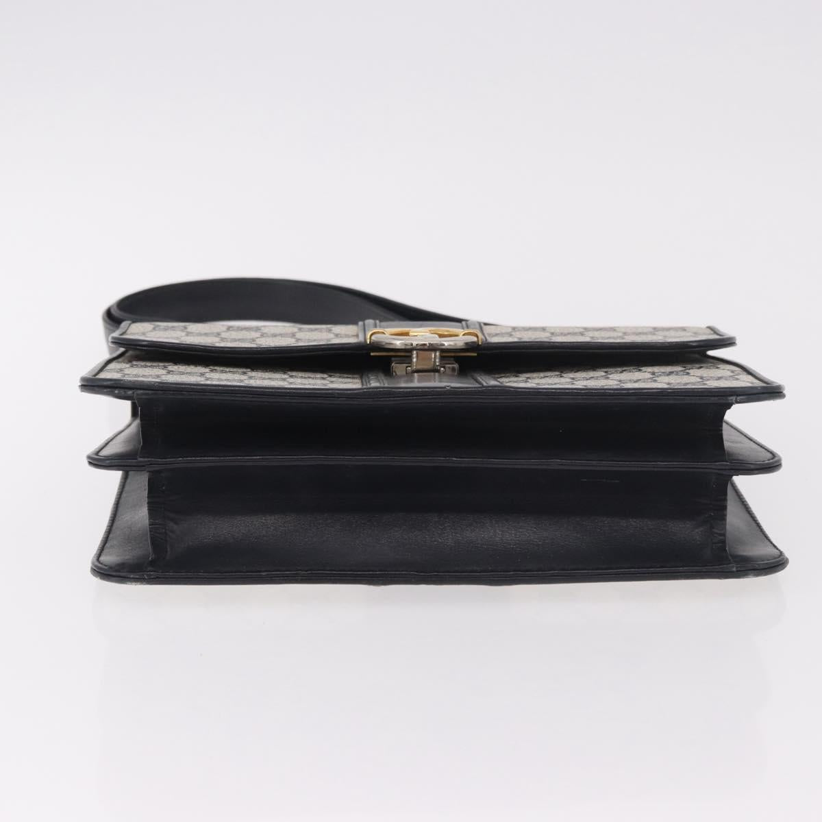 GUCCI GG Supreme Hand Bag PVC Navy Gold Auth 190570