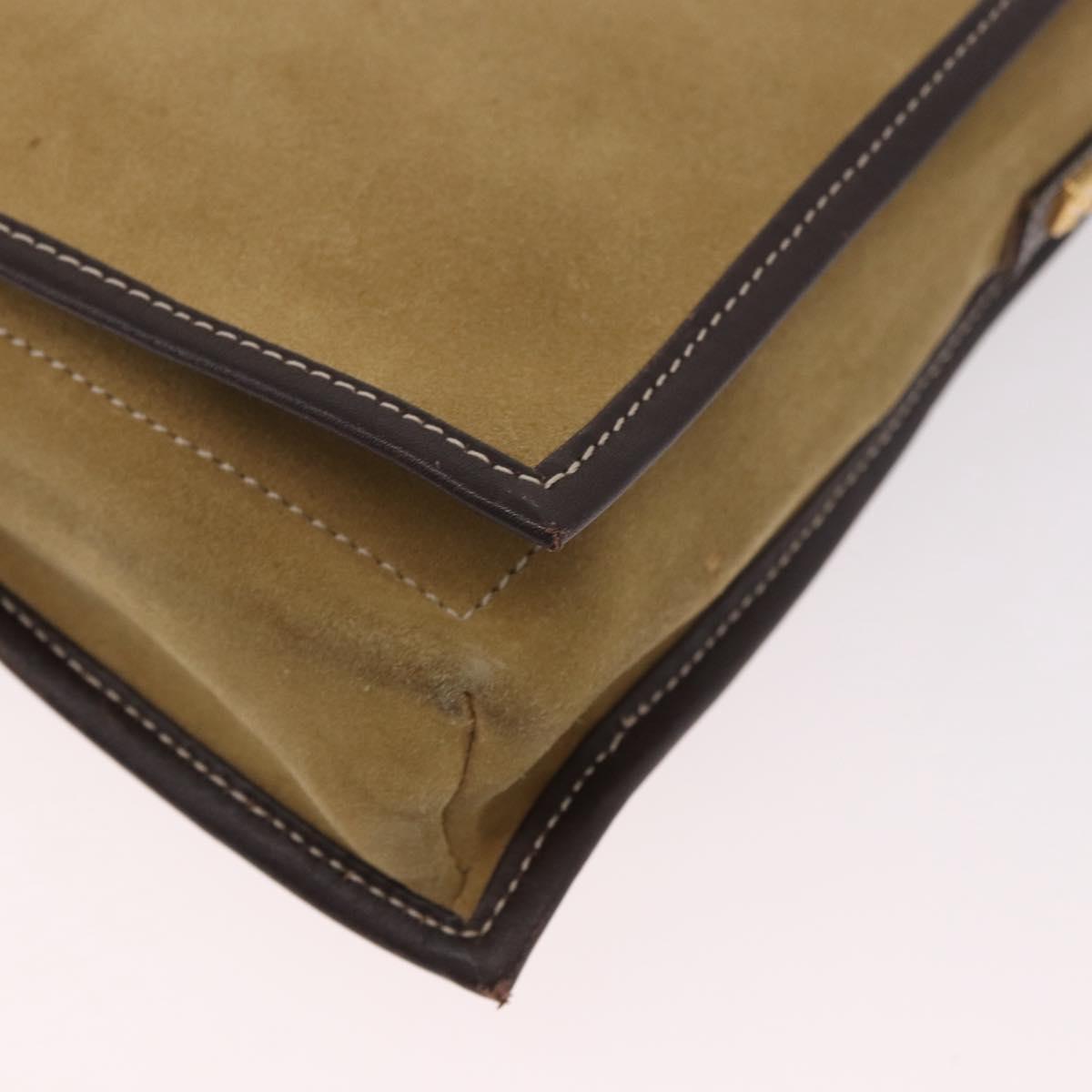 LOEWE Anagram Shoulder Bag Suede Beige Gold Auth 190571