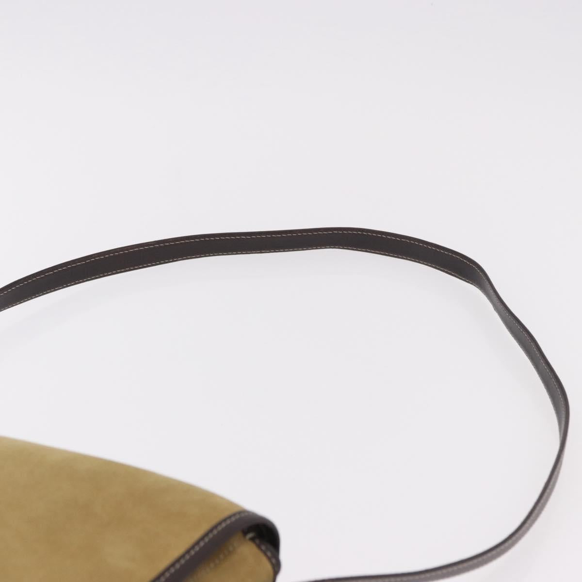 LOEWE Anagram Shoulder Bag Suede Beige Gold Auth 190571