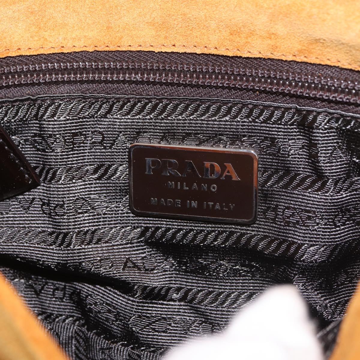 PRADA Shoulder Bag Suede Beige Silver Auth 190573
