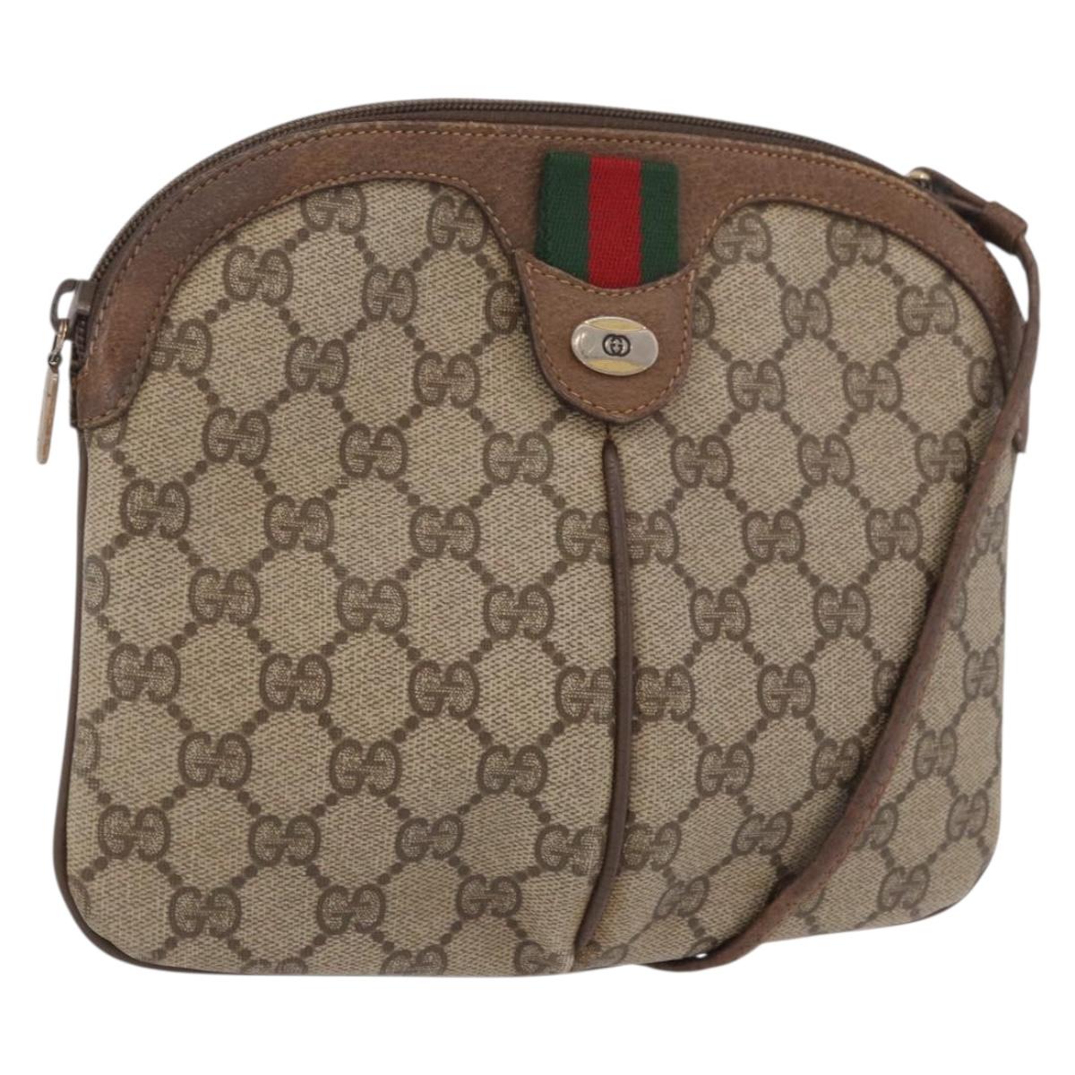 GUCCI GG Supreme Shoulder Bag PVC Beige Gold 904 02 Auth 190576