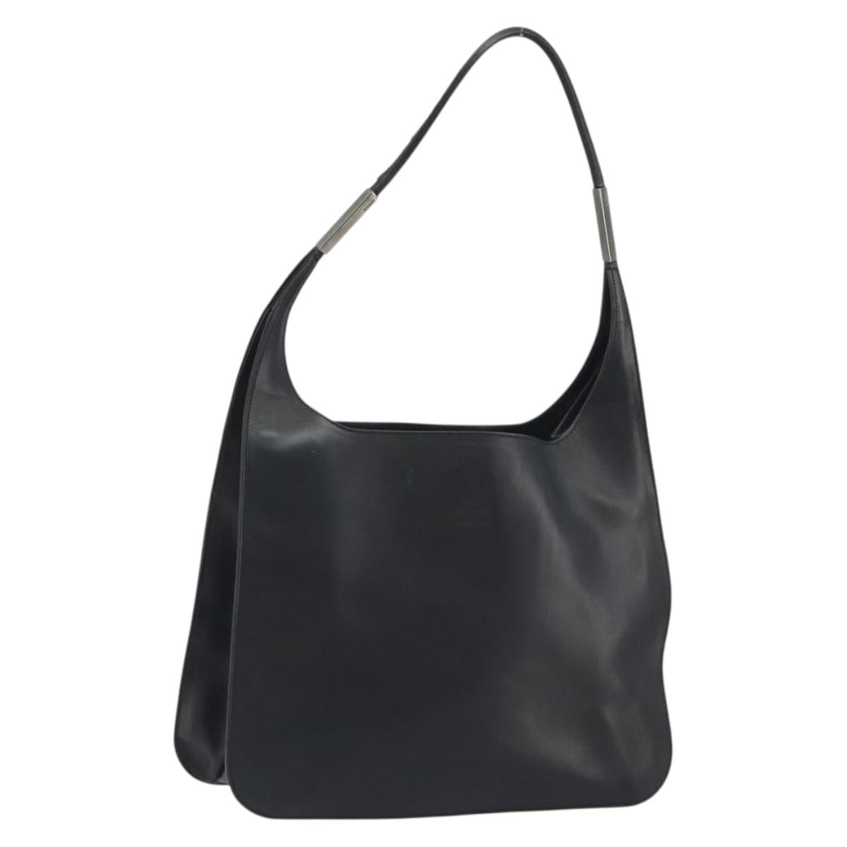 GUCCI Shoulder Bag Leather Black Silver 001 3162 Auth 190579