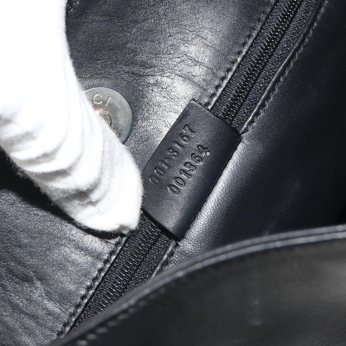 GUCCI Shoulder Bag Leather Black Silver 001 3162 Auth 190579