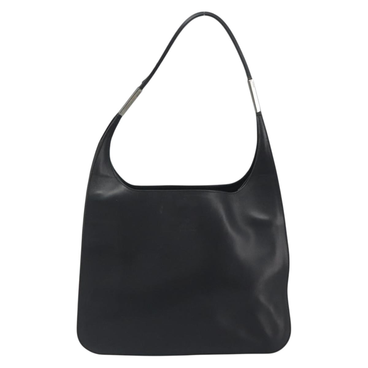 GUCCI Shoulder Bag Leather Black Silver 001 3162 Auth 190579