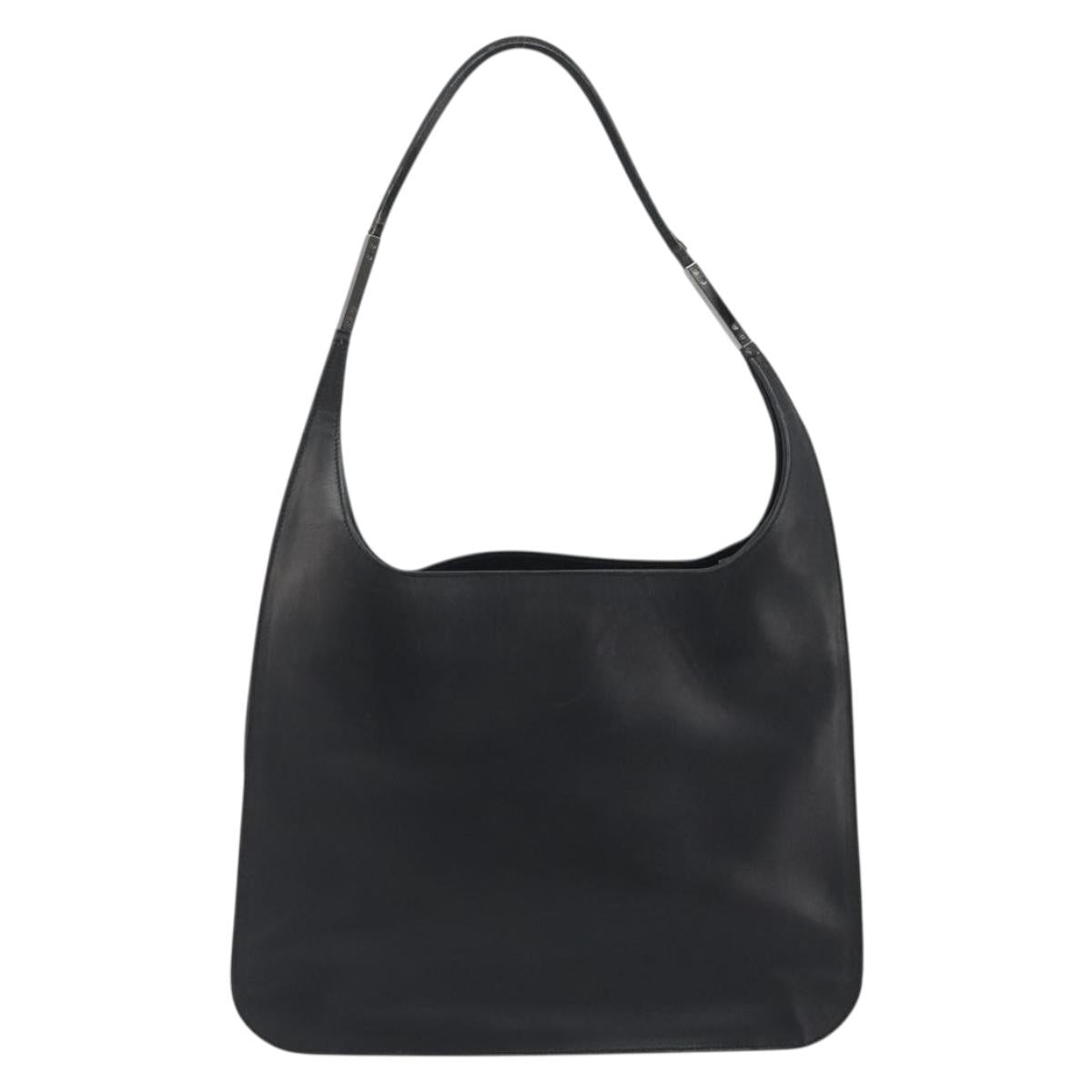 GUCCI Shoulder Bag Leather Black Silver 001 3162 Auth 190579