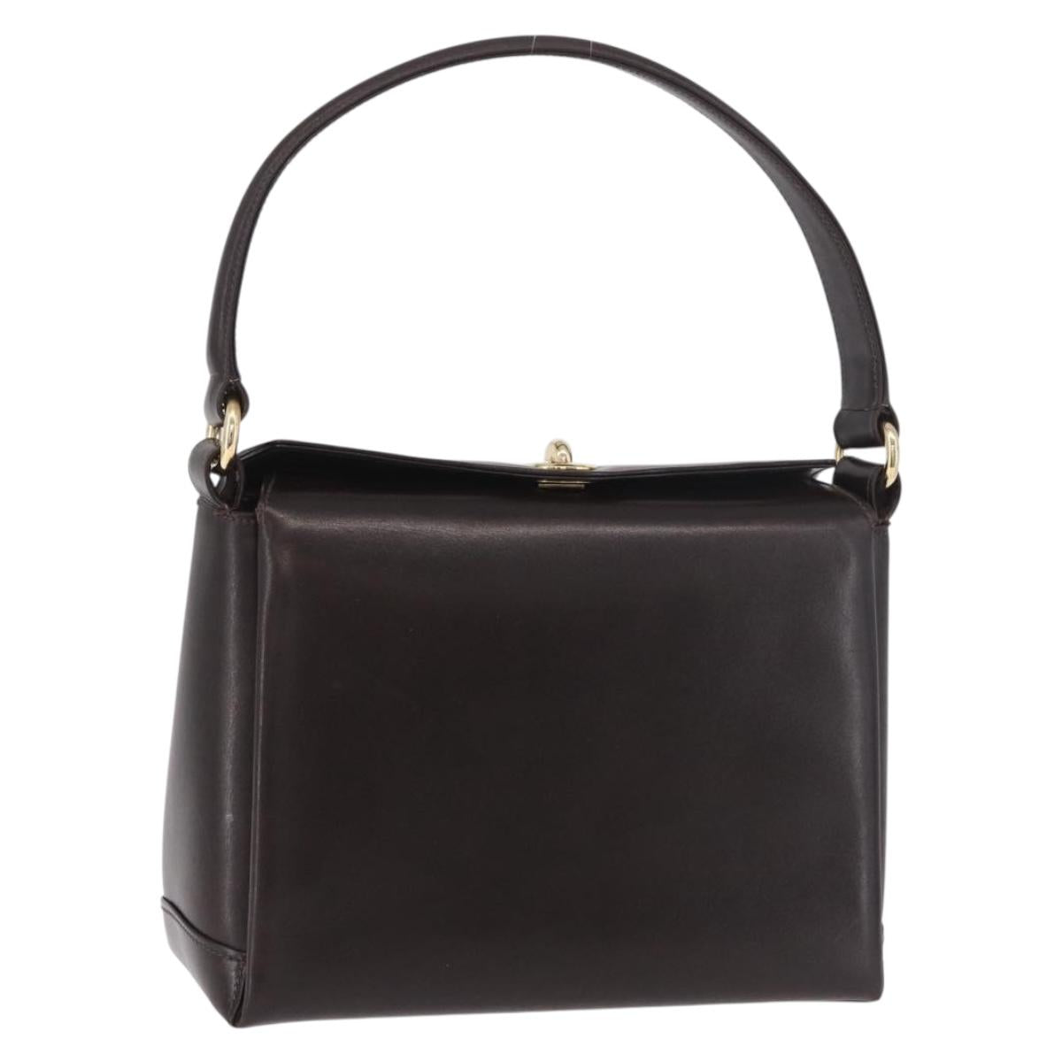 GUCCI Hand Bag Leather Black Gold Auth 190580A