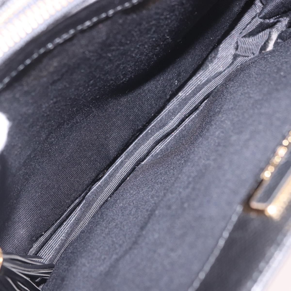 VALENTINO Hand Bag Leather Black Gold Auth 190581