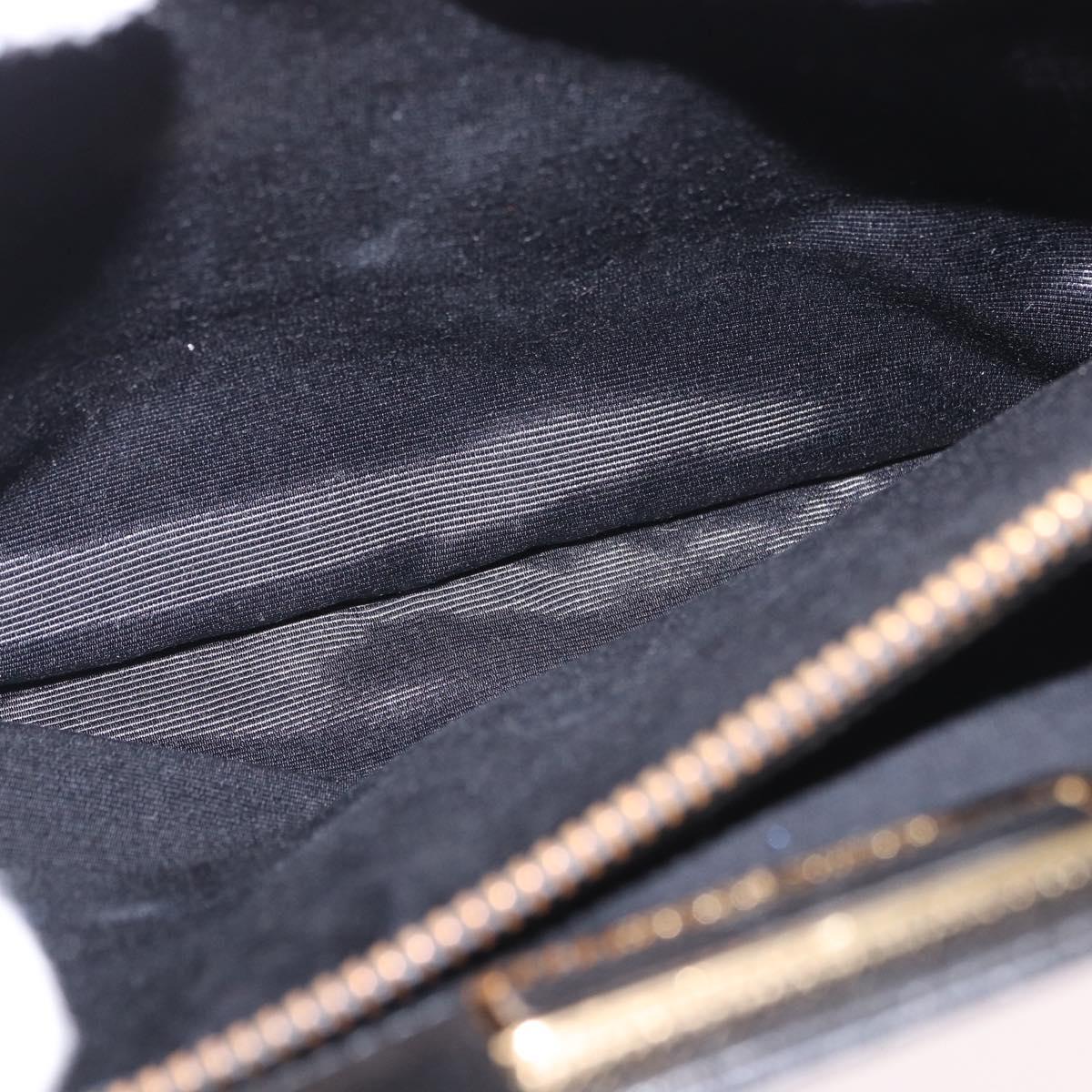 VALENTINO Hand Bag Leather Black Gold Auth 190581