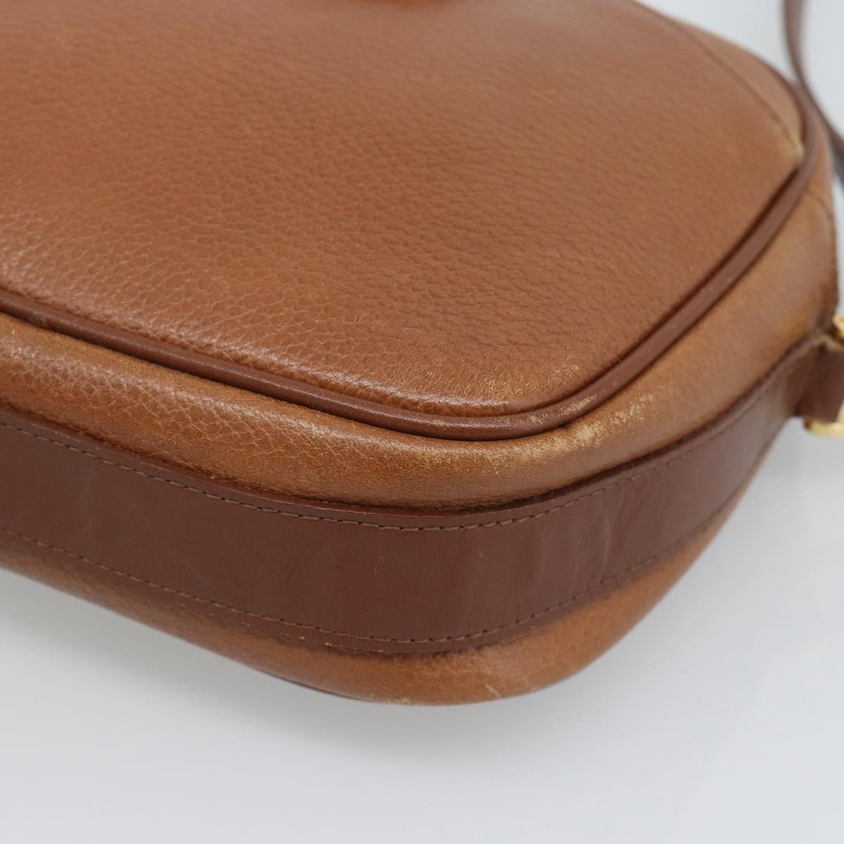 Burberrys Shoulder Bag Leather Brown Gold Auth 190582