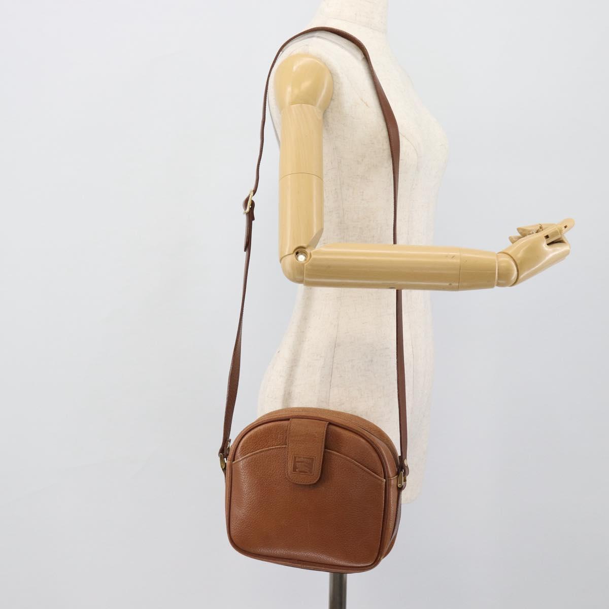 Burberrys Shoulder Bag Leather Brown Gold Auth 190582
