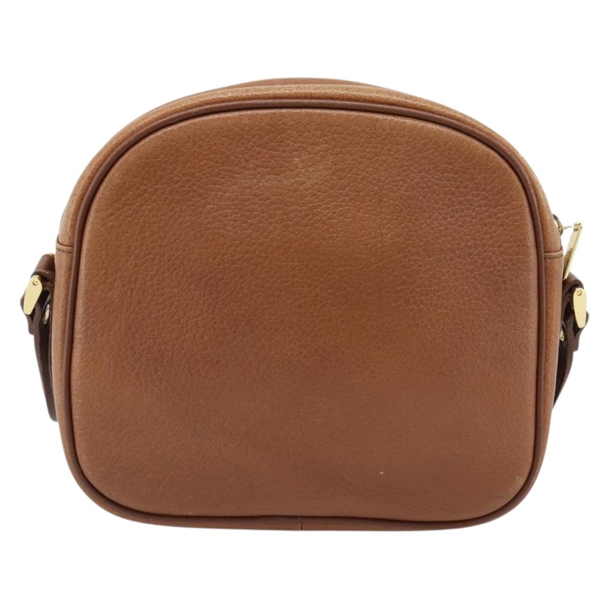 Burberrys Shoulder Bag Leather Brown Gold Auth 190582