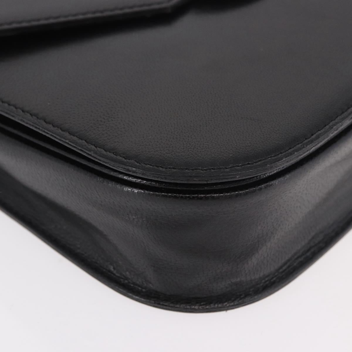 SAINT LAURENT Hand Bag Leather Black Gold Auth 190584