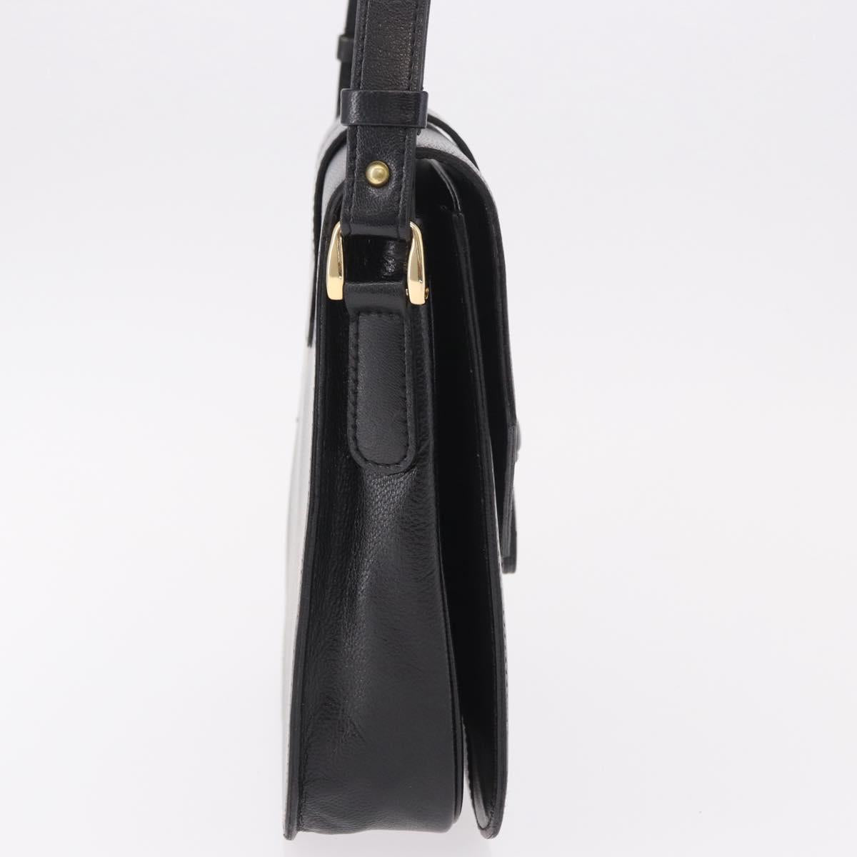 SAINT LAURENT Hand Bag Leather Black Gold Auth 190584