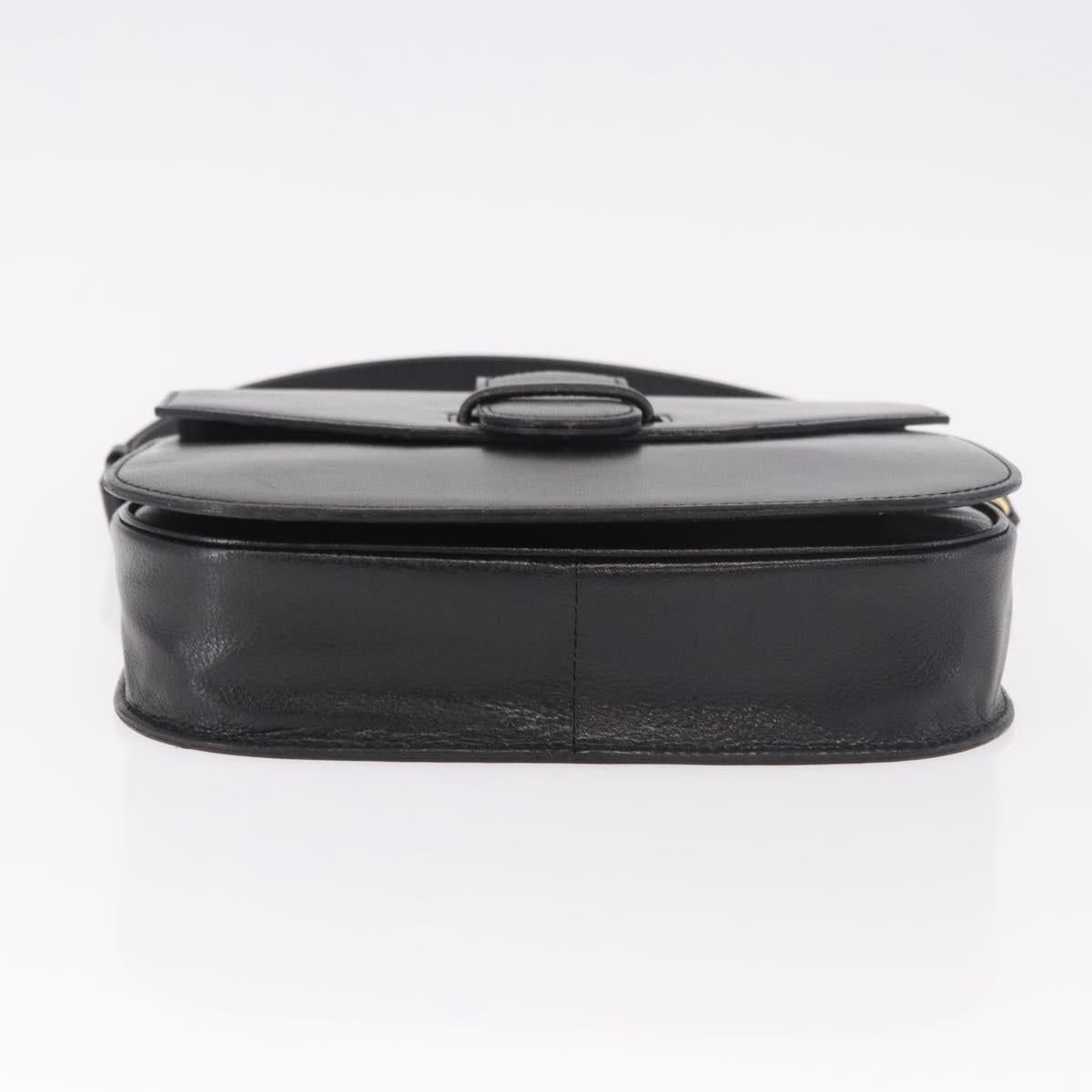 SAINT LAURENT Hand Bag Leather Black Gold Auth 190584