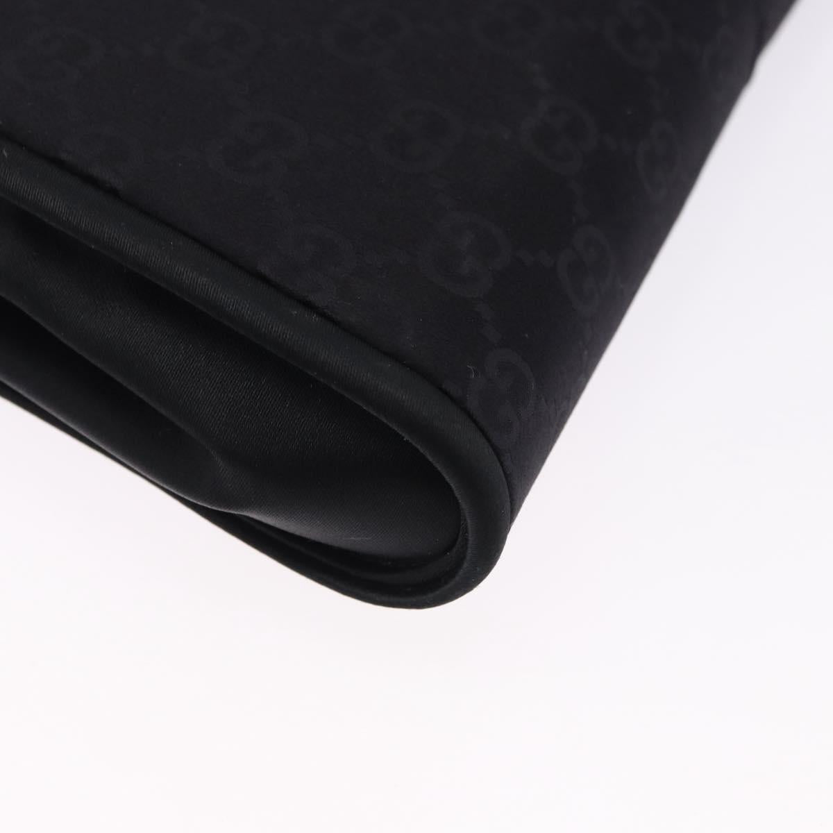 GUCCI GG Hand Bag Nylon Black Gold Auth 190585
