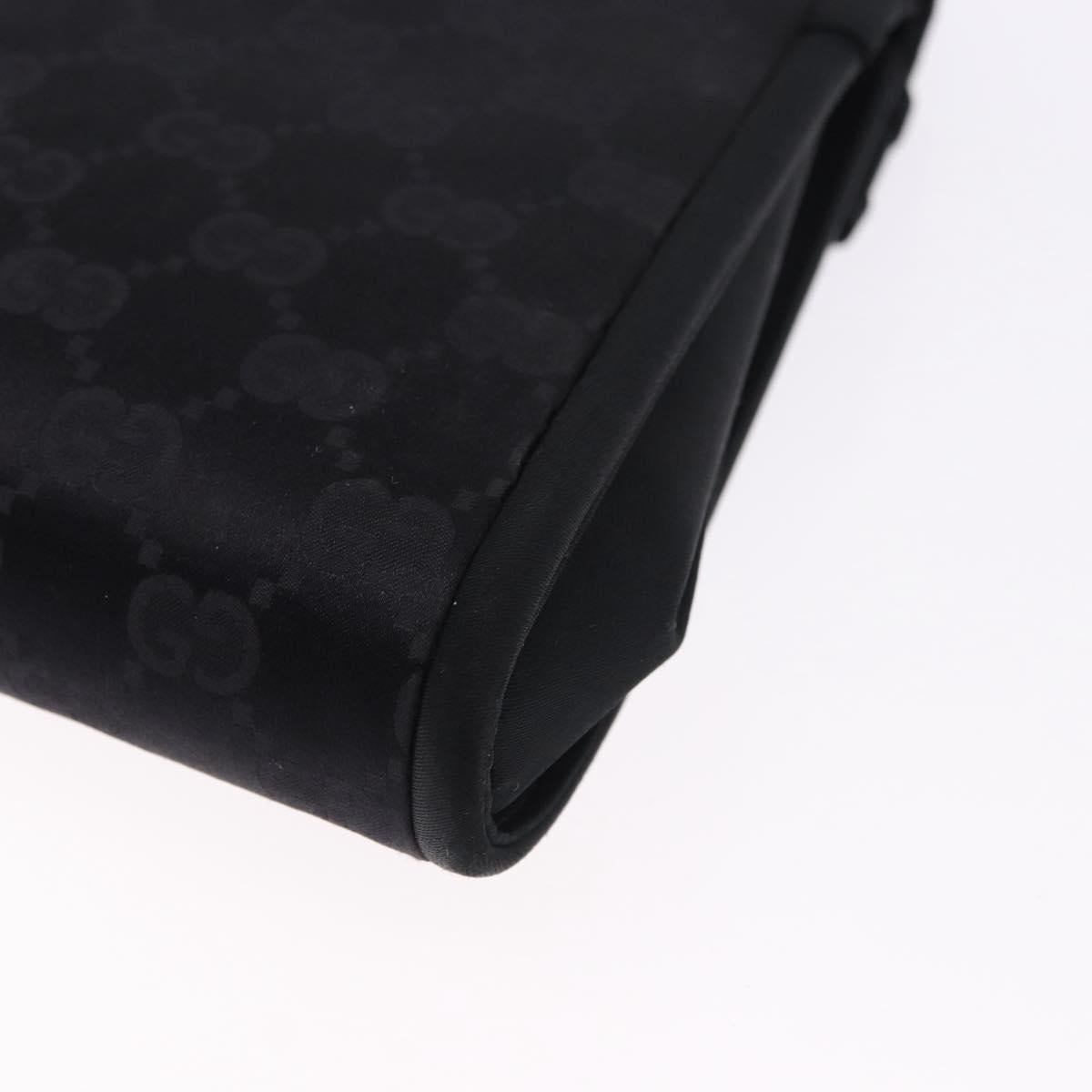 GUCCI GG Hand Bag Nylon Black Gold Auth 190585