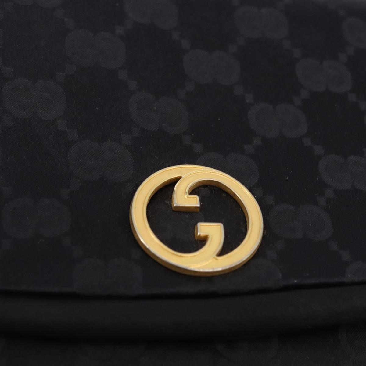 GUCCI GG Hand Bag Nylon Black Gold Auth 190585