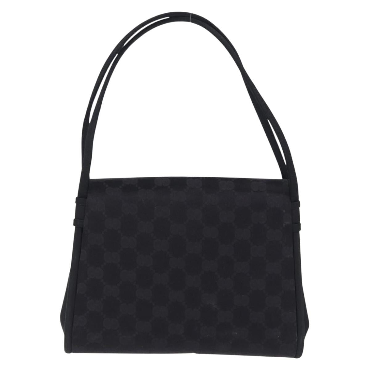 GUCCI GG Hand Bag Nylon Black Gold Auth 190585