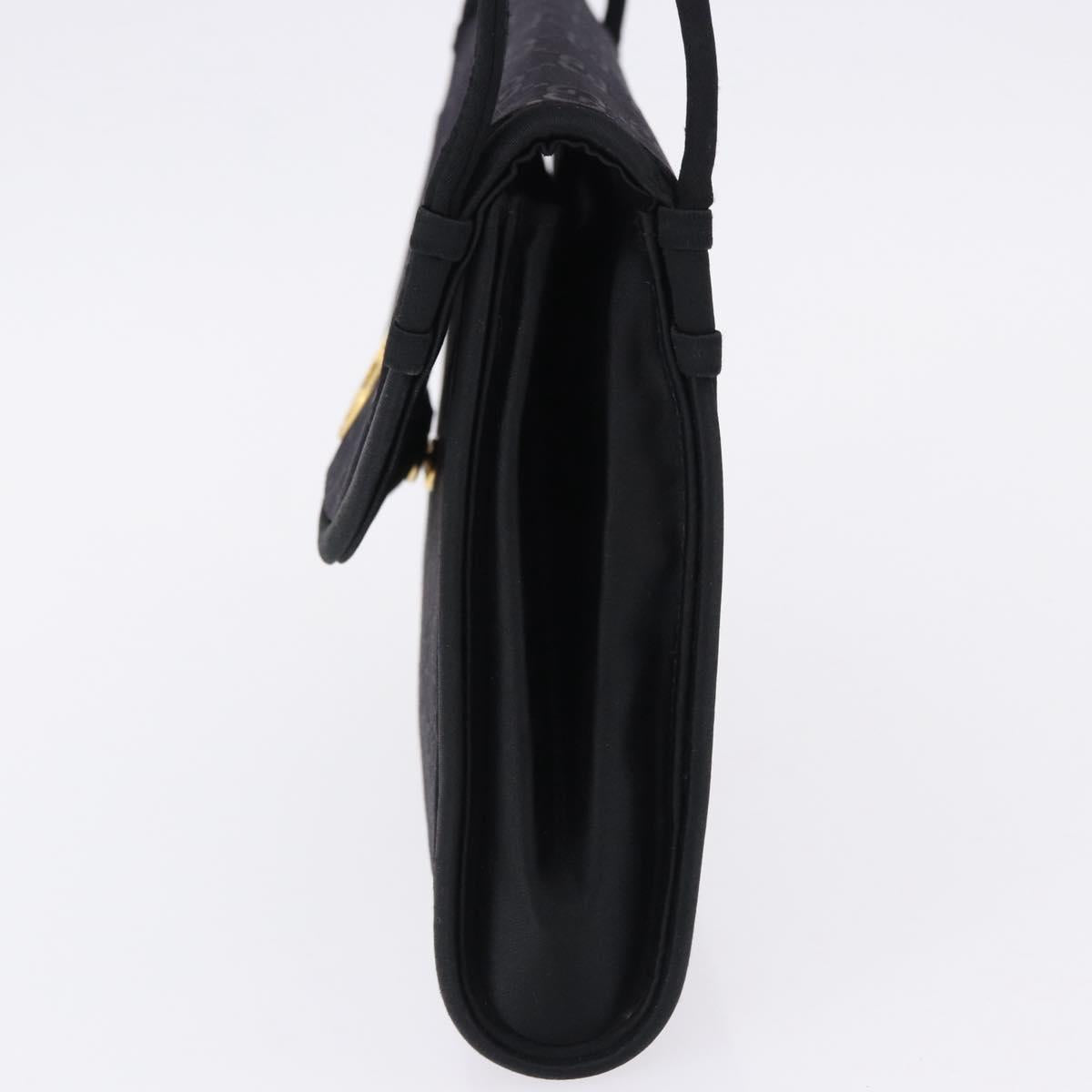 GUCCI GG Hand Bag Nylon Black Gold Auth 190585