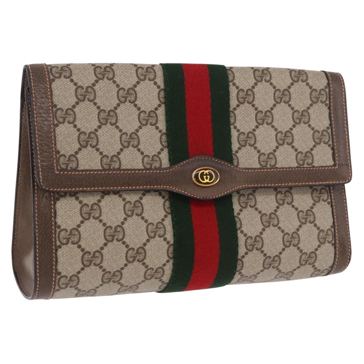 GUCCI GG Supreme Clutch Bag PVC Beige 89 01 006 Auth 190586