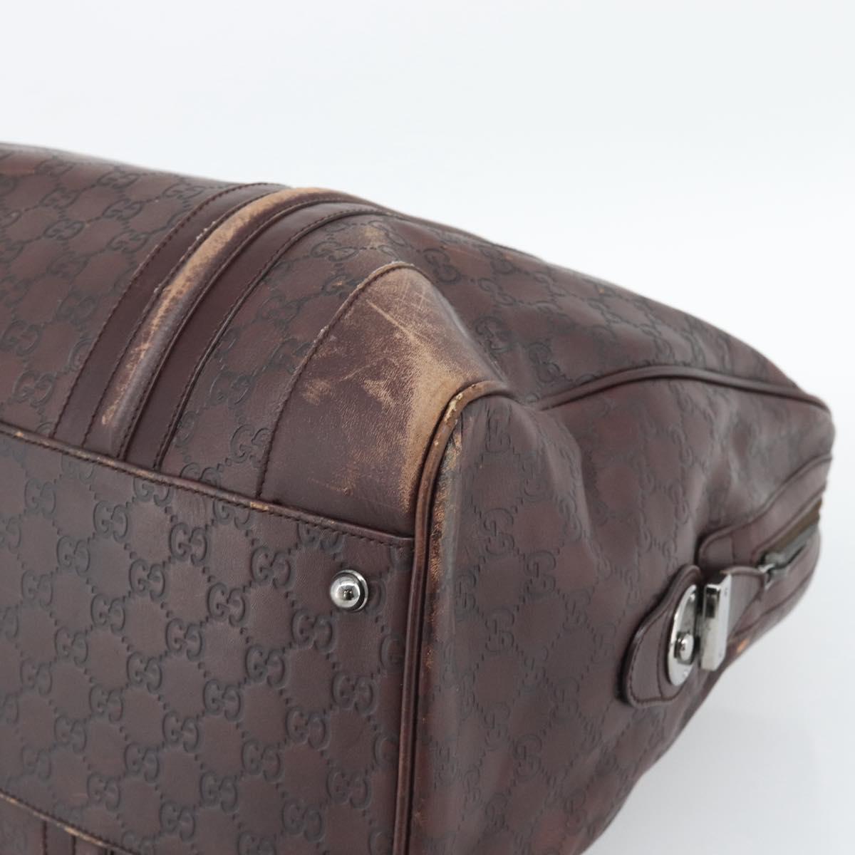 GUCCI Guccissima GG Canvas Boston Bag Leather Bordeaux Silver 146204 Auth 190589