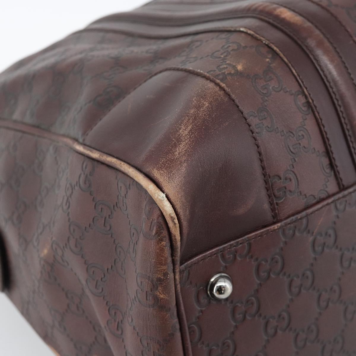 GUCCI Guccissima GG Canvas Boston Bag Leather Bordeaux Silver 146204 Auth 190589