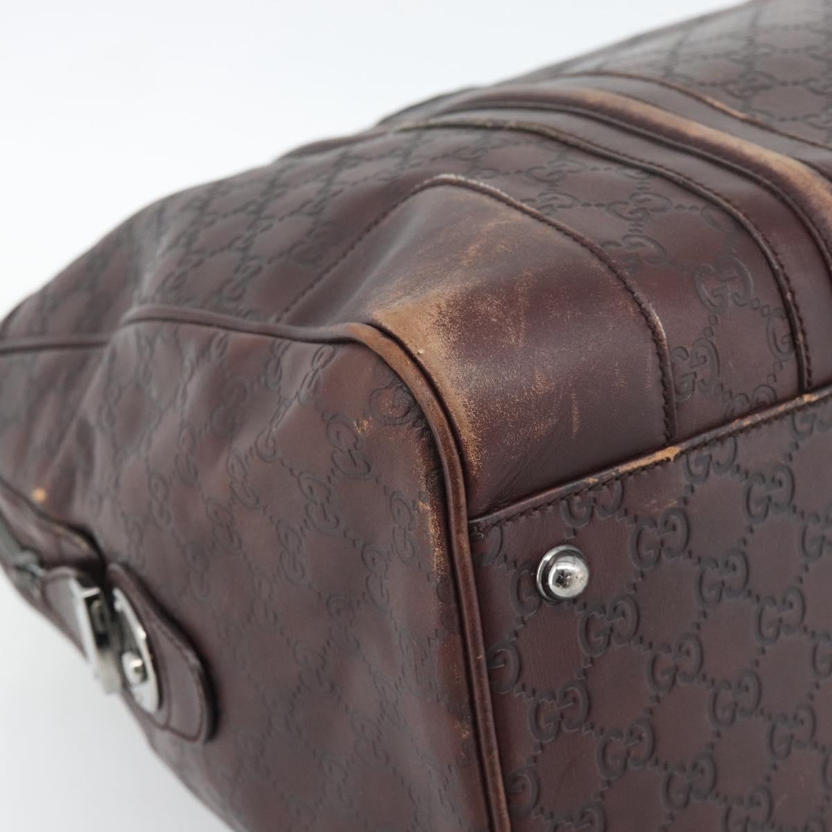 GUCCI Guccissima GG Canvas Boston Bag Leather Bordeaux Silver 146204 Auth 190589