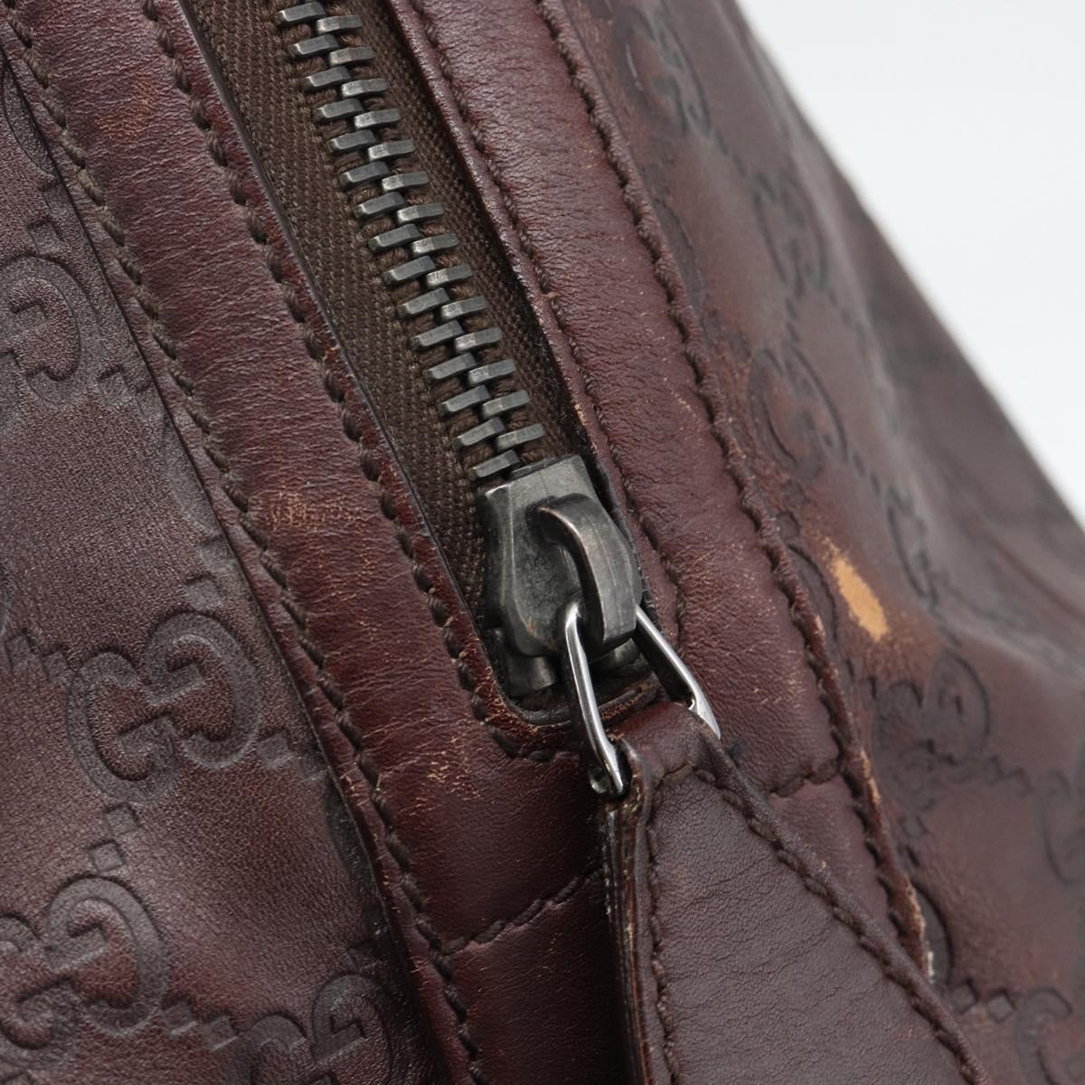 GUCCI Guccissima GG Canvas Boston Bag Leather Bordeaux Silver 146204 Auth 190589
