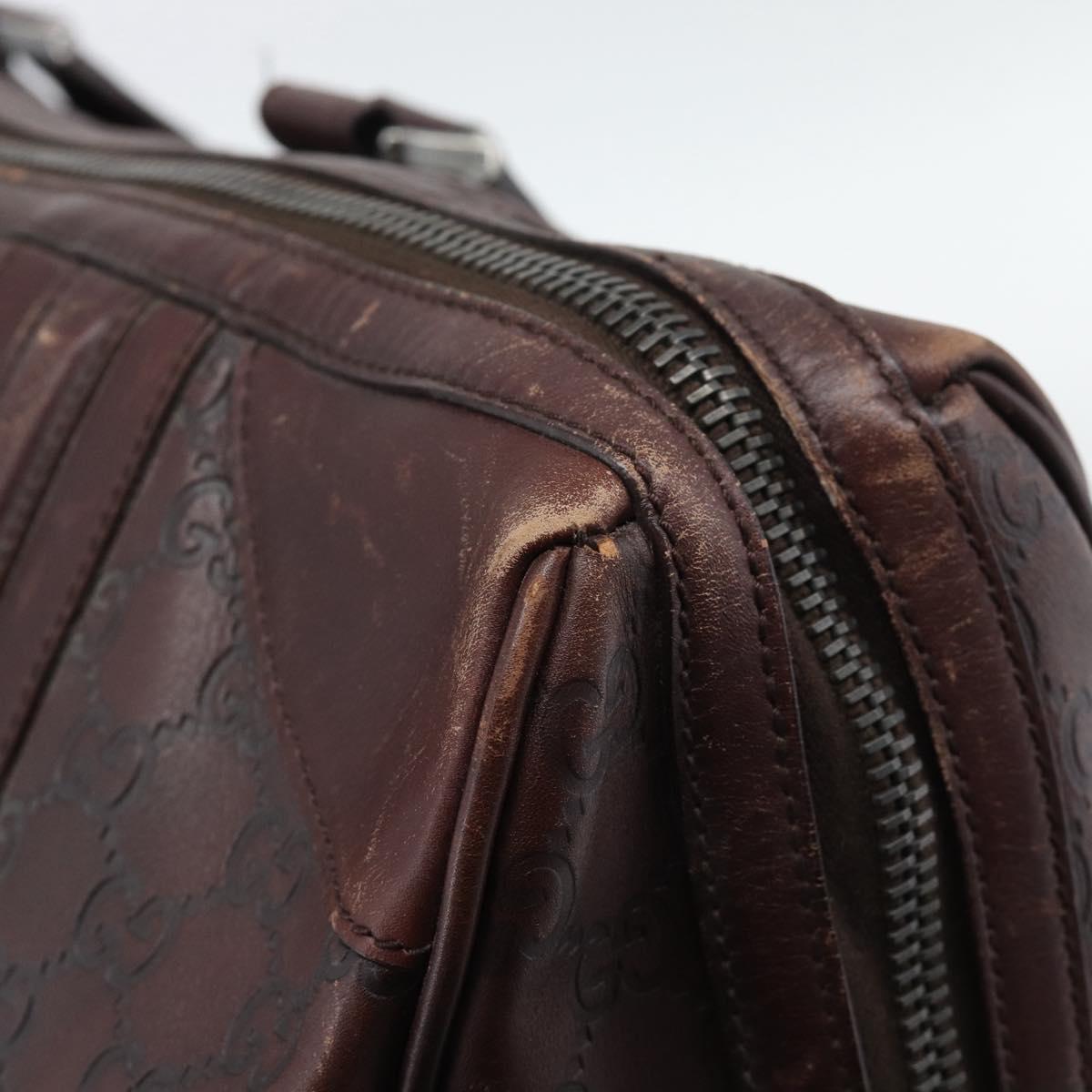 GUCCI Guccissima GG Canvas Boston Bag Leather Bordeaux Silver 146204 Auth 190589